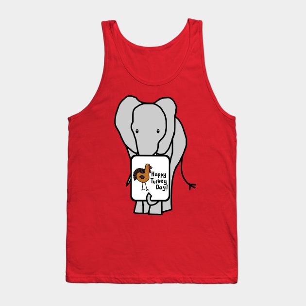 Big Grey Elephant with Thanksgiving Turkey Greetings Tank Top by ellenhenryart